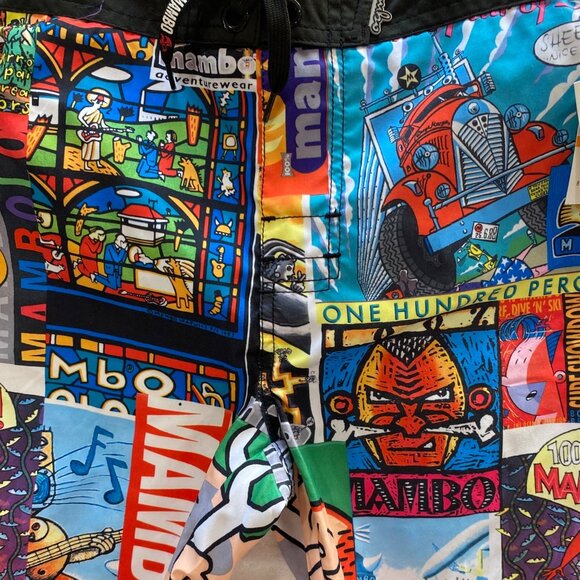 Mambo Marvel boys Multicolor Graphic Board Shorts W/ Elastic Waist Drawstring Cl - Picture 3 of 4